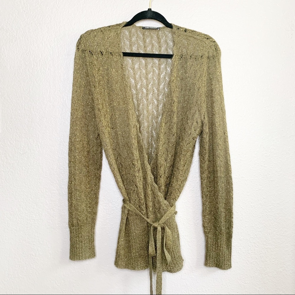 Luisa Cerano Wrap Sweater Mohair Blend Sparkle